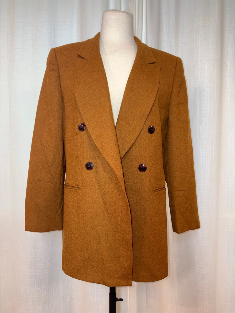Double-Breasted Dark Camel Blazer - NWOT